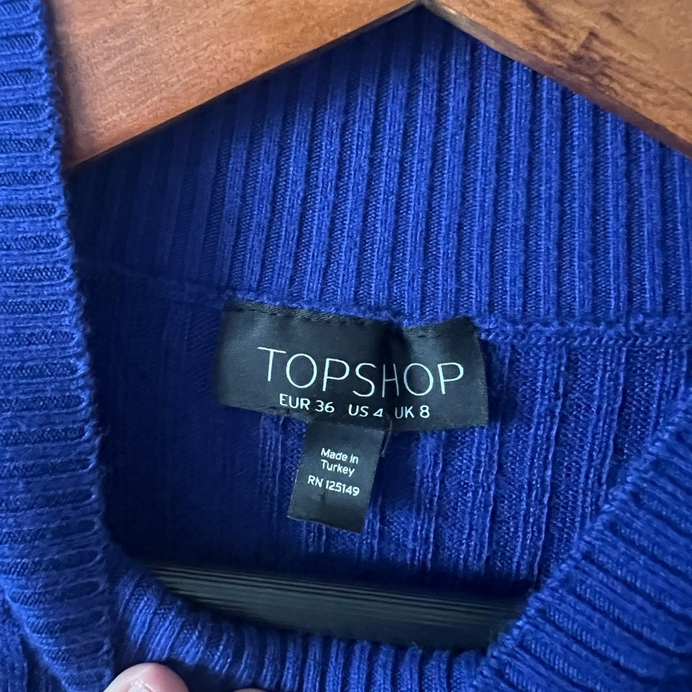 Topshop Blue Ribbed Sweater - Picture 3 of 6